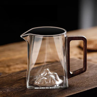 茶具玻璃杯公道杯 雪山胡桃木把 350ml