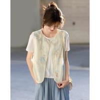 熙世界sllsky 女士新中式马甲 秋季新款 梅花立体剪裁温婉外搭上衣