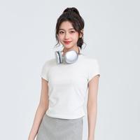 SANFU 短T恤2025夏季褶皱设计圆领修身短款上衣女装495648