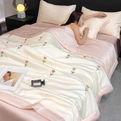 无印良品 MUJI 无印良品 冰丝夏被凉被床上四件套 150*200cm 花朵奶白粉