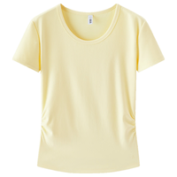  Semir/森马 修身 女士短袖T恤 浅黄30006-简约圆领 M