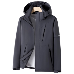 罗蒙 夹克男士秋冬季户外防风连帽保暖三合一冲锋衣 黑色 XL XL （130-150斤）