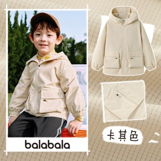  balabala/巴拉巴拉 休闲 儿童外套 连帽 卡其【三防面料】50627
