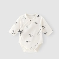 木生棉 新生儿长袖连体衣宝宝抗菌纯棉三角哈衣婴儿夏季薄款包屁衣