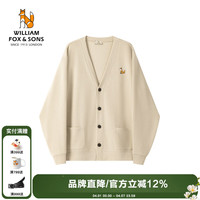 William fox&sons 60支双股定制肌理针织宽松休闲通勤刺绣小狐狸学院风开衫针织外套