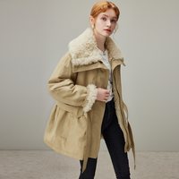  DFVC 保暖 女士派克服 卡其色 M