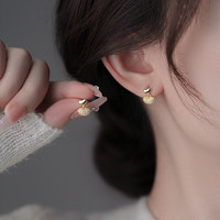 洛梵欣饰 LOFANXIN 洛梵欣饰 s925银针锆石满钻碗豆耳钉 金色一对