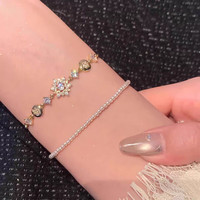 洛梵欣饰 LOVANXIN 洛梵欣饰 锆石手链 金色雪花抽拉手链