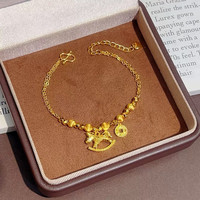 花饰庄园 沙金爆闪碎冰冰马上有钱金色木马项链小马铜钱手链叠戴高级 手链