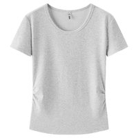  Semir/森马 修身 女士短袖T恤 浅花灰00203-简约圆领 L