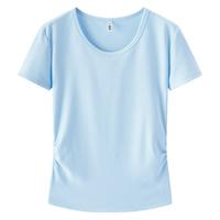  Semir/森马 短款 女士短袖T恤 冰蓝A81538-简约圆领 3XL