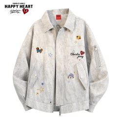CHARLES JANG'S HAPPY HEART 美式小狗印花 男女夹克