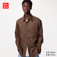 UNIQLO/优衣库 法国麻 女士衬衫 482437/38深褐色 M