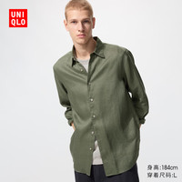 UNIQLO/优衣库 亚麻 女士衬衫 482437/57深橄榄色 3XL