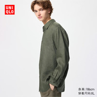 UNIQLO/优衣库 法国麻 男士衬衫 477641/57深橄榄色 3XL