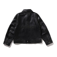  BAPE BLACK 复古做旧 男士皮革外套