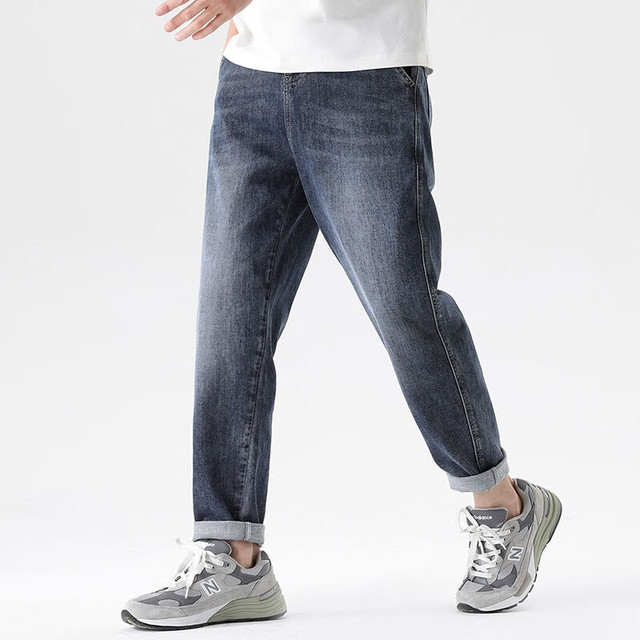 布衣传说 柔质酵素洗 春季磨白牛仔裤男款宽松直筒休闲长裤