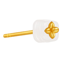 潮宏基 花丝如意和田玉黄金耳钉女足金耳饰单只YD 单只款