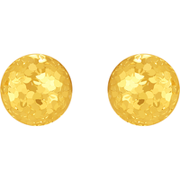 潮宏基高光金足金黄金耳钉女耳饰碎碎冰金计价 一对款约1.85g