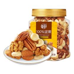 华味亨 5款纯坚果混合坚果腰果扁桃仁核桃仁 500g/罐+赠1袋250g夏威夷果