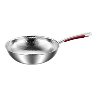 臻古朴304不锈钢炒锅无涂层炒菜锅锤纹不粘锅瑞安传家锅电磁炉燃气灶用 304不锈钢锤纹炒锅【三层钢】 32cm