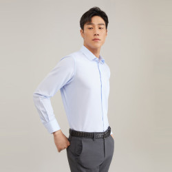 雅戈尔 男士春夏季舒适透气纯棉长袖衬衫 DP免烫