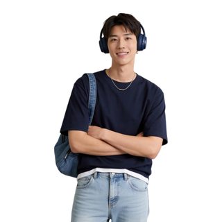  JD FASHION 100%新疆棉 男士T恤 S （165/88A ) 深藏青