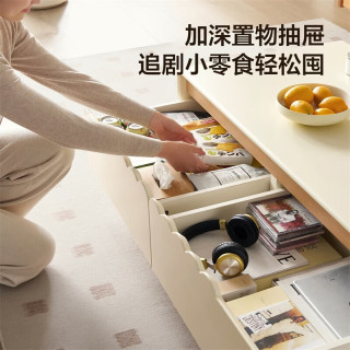  QuanU/全友 加宽实木脚收纳储物 电视柜茶几组合