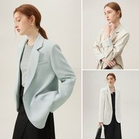 范思蓝恩十里春风 百搭通勤西装服新款撞色袖宽松外套24FS11039