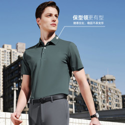 雅戈尔 短袖POLO衫 男 翻领可机洗 桑蚕丝保型领 混纺面料 柔软舒适