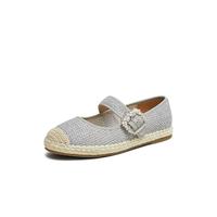 他她 春季时尚休闲渔夫鞋百搭舒适平底女单鞋户外海边编织鞋