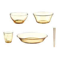  京东京造 碗具套装+筷子 【十八件套】琥珀色餐具组合套装