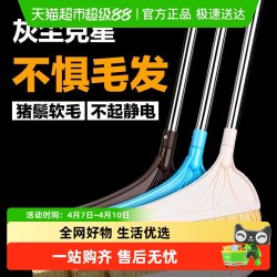 千屿 QY-22922 猪鬃毛扫帚 加厚不锈钢杆 可拆卸 浓密刷毛 军绿色/天蓝色