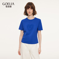 GLORIA/歌莉娅 盘带绣 女士针织短袖 51U蓝色 S