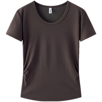  Semir/森马 修身 女士短袖T恤 深咖啡50909-简约圆领 XL