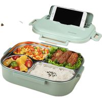 MAXCOOK 美厨 MCFT8826 饭盒 4格 配筷勺+汤碗+保温袋 北欧绿