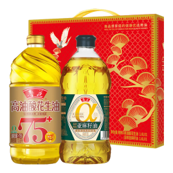 鲁花 高油酸 花生油亚麻籽油套装 1.6L高油酸+1.6L亚麻籽油