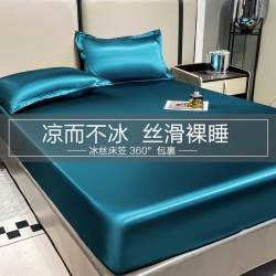 梦巢家纺 梦巢水洗天冰丝床笠床罩轻奢丝滑凉感席纯色床笠款机洗单床护套罩