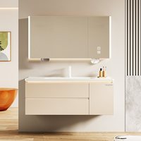 惠达 实木浴室柜陶瓷一体盆奶油风 80CM镜柜+美妆收纳