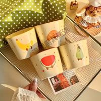 何佳功 2025可爱水果可颂陶瓷杯家用宿舍新款早餐杯牛奶杯马克杯 4个四色各一