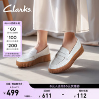 Clarks 缓震 女士乐福鞋 白色 261763574 37