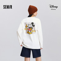 森马 迪士尼合作系列森马长袖T恤女春季中长款米奇宽松落肩复古风上衣