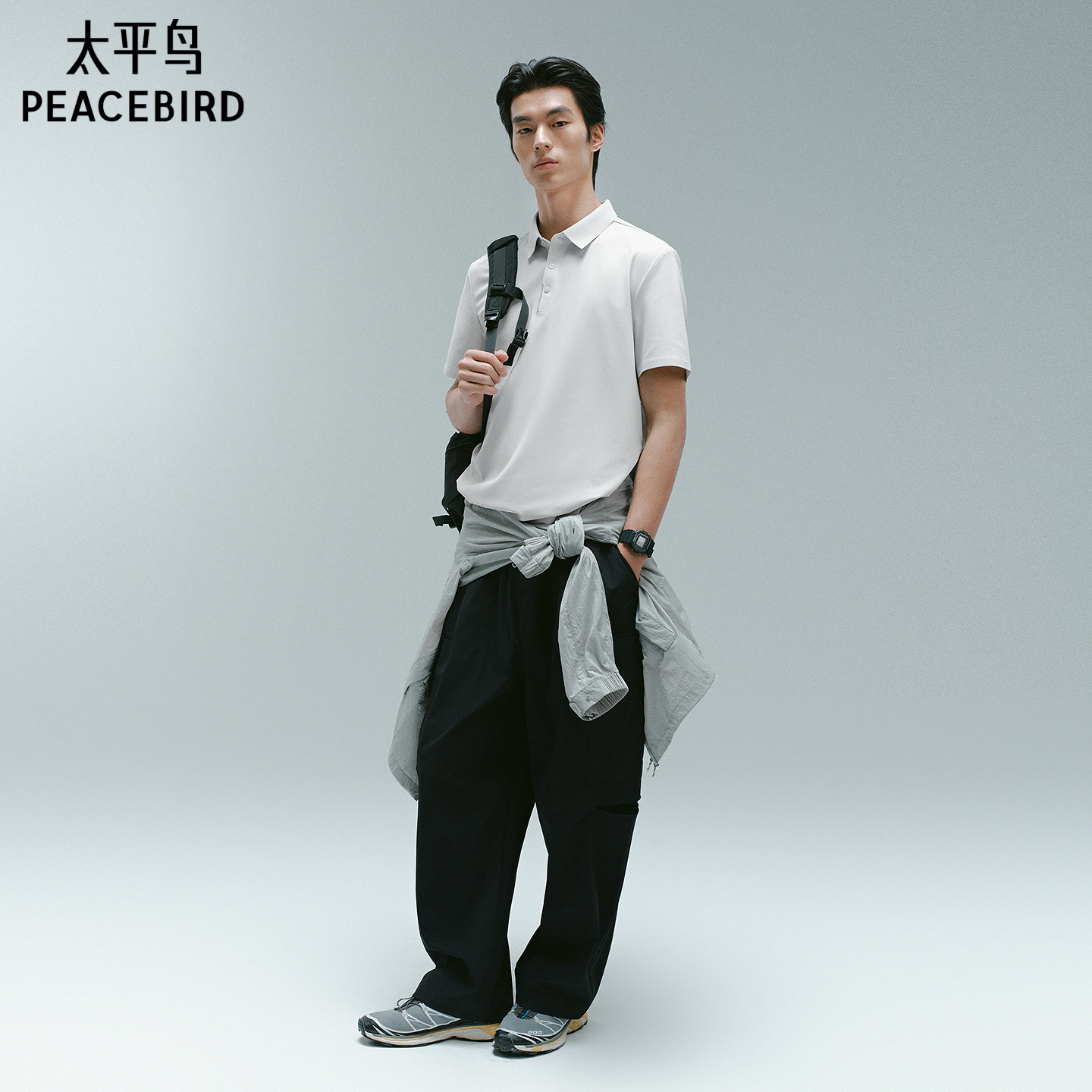  PEACEBIRD/太平鸟 压胶门襟 男士polo衫
