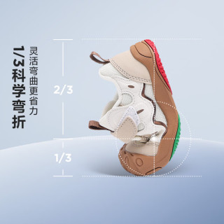 迷你巴拉 minibala）童鞋宝宝学步鞋春秋新款儿童缓弹减震网面休闲鞋婴童透气步前鞋子 米白色