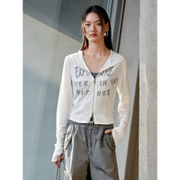 太平鸟 女装2025夏季新款修身连帽针织外套A3BBF2191 香槟白