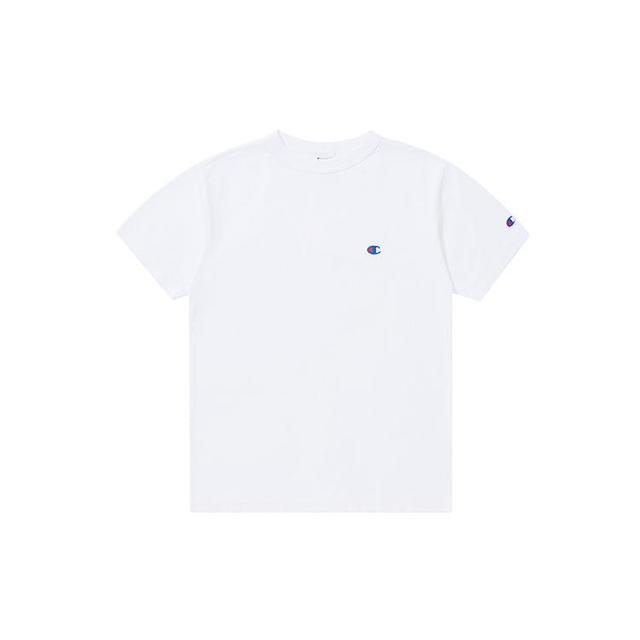 Champion 春夏男女同款短袖T恤纯色圆领运动休闲宽松纯棉情侣
