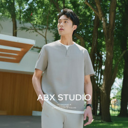 a.b.x 夏季薄款撞色假两件T恤