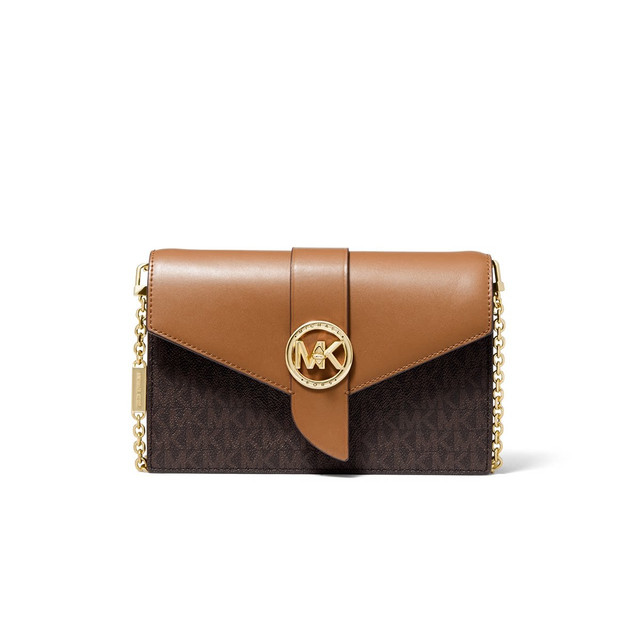 移动端：MICHAEL KORS 女士小号老花链条斜挎包mk正品手拿轻奢信封包包