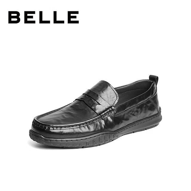 百丽 头层牛皮一脚蹬休闲皮鞋 8XB01