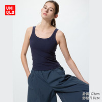 优衣库 女装AIRism棉混纺Bra背心/加杯背心带胸垫477762 485784 485784/69藏青色